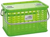 サンコープラスチック コンテナボックス 蓋付 メッシュコンテナー M グリーン