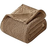 KAWAHOME テディフリース 二枚合わせ ひざ掛け ブランケット 毛布 127ⅹ152cm 大判 マイクロファイバー ハーフケット ふわ