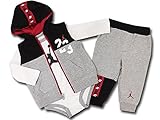 (Jordan) ジョーダン ベビー ノースリーブパーカー＆パンツ　３点セット (3-6M (3-6ヵ月頃 65cm-70cm), 灰黒白赤) [並行輸入品]