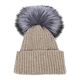 MIOIM ニット キッズ 帽子 子供 折り返し ポンポン ケーブルで編み 保温 冬 毛糸 多色選択 プレゼント お祝い マッチングしやすい