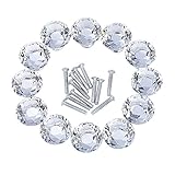 Outus ダイヤモンド型クリスタル・ガラス製キャビネット用ノブ (12個セット)、透明色