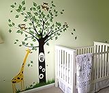 PopDecors - Baby Nursery Giraffe Decal Tree Wall Murlal Kids Wall Stickers Children Decals-Big Tree 