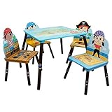 Fantasy Fields - Pirate Island Thematic Hand Crafted Kids Wooden Table and 4 Chairs Set |?Imaginatio