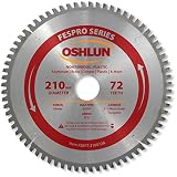 Oshlun SBFT-210072A 210mm 72 Tooth FesPro Non Ferrous TCG Saw Blade with 30mm Arbor for Festool TS 7
