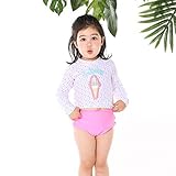 ONEBABY キッズ水着　長袖　ショートパンツ2点セット アイスクリーム柄　 夏新作　女の子　可愛い 速乾 紫外線カット (120#)