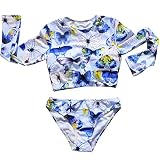 「楽々セレクトショップ」ベビー水着　女の子　 ビキニ　胡蝶柄　ファション　日焼け防止 超可愛い　伸縮性　海辺 温泉 記念写真　128~164cm (128cm)