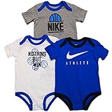 NIKE(ナイキ) 男の子用青x白xグレーNOTHING BUT WIN半袖ボディスーツ3枚セット (9-12months（身長約75-80cm）) [並行輸入品]