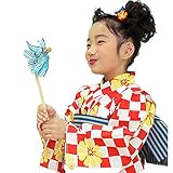 [ KIMONOMACHI ] 子供 浴衣セット「赤色市松」 150cm