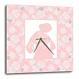 3dRose Breastfeeding Mother on Pink & White Background - Wall Clock, 15 by 15-Inch (dpp_220325_3) [並
