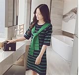 マタニティウェア 服 ワンピース ボーダー レジャー ゆったり カジュアル ワンピース 妊婦服 産前 産後 レディース マタニティワンピース L グリーン