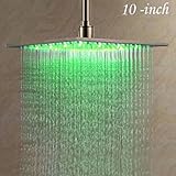 Senlesenニッケルブラシ仕上げ10インチLEDカラー変更降雨シャワーヘッドover-headシャワースプレー