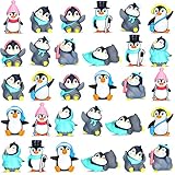ペンギンの置物 30個 かわいいペンギンのキャラクター おもちゃ ミニペンギンのフィギュア コレクション プレイセット ミニカートゥーン ペンギン ケーキトッパー 冬のペンギンの置物 ケーキデコレーション 男の子 女の子 ギフト (鮮やか)