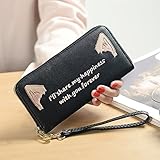 かわいい猫の耳の刺繍の女性の多機能クラッチ (黒)