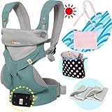 エルゴベビー抱っこ紐（ベルト付）/出産祝サマーセット （360クールエア/アイスミント）【正規品2年間保証-SG認定付】よだれパッド＋収納ポーチ＋ひんやりクールパット付