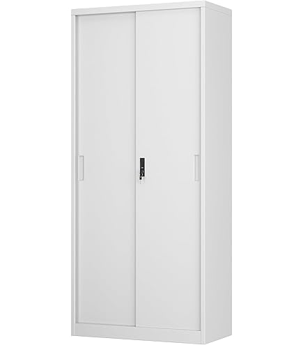 Amazon.co.jp: スチール書庫 可動棚 両開き書庫 書類保管庫 高さ