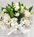 花由 お供え生花アレンジ ユリ入りＳサイズ 白のみ 【日時指定便】フラワーアレンジメント アレンジメントフラワー 生花 お供え 花 枕花 お悔やみ お供え花 供花