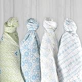 Magnolia Organics 4 Pack Swaddle Blankets ブルー BSB4B