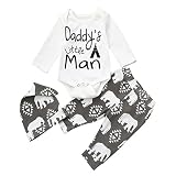 starxin 3pcsキュート幼児新生児幼児ベビーBoy文字ロンパーストップス+パンツキャップElephant長袖衣装セット 3M(0-3months) グレイ GP-666