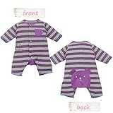 【カバーオール】ボーダーカバーオール(紫＆モスGN) (80ｃｍ, パープル)