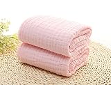 1つの柔らかい快適なかわいい赤ちゃん幼児新生児6層のガーゼの赤ちゃんの毛布スローベイビーバスタオルウォッシュクロス入浴ぬいぐるみハンカチ105cm * 105cm (ピンク)