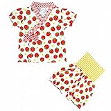 パジャマ 女の子 ベビー 甚平風 寝間着 ルームウェア いちご柄 ホワイト 95