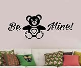Be Mine Teddy Bear壁ステッカービニールデカール愛の引用アートデコレーション、ホーム家庭用品Kidsガールズ部屋寝室保育園ロマンチック装飾tbr12
