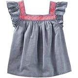 OSHKOSH(オシュコシュ) エンブロイダードシャンブレートップ シャンブレー トップス半袖Tシャツ 6ヶ月【並行輸入】