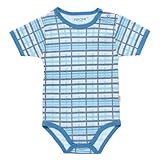 デンマークの子供服ブランドＦＩＸＯＮＩ バイキングの 半袖 チェック柄 ブルー ボディスーツ 綿１００％ 68ｃｍ