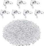 ボールチップ 金具 カシメ玉（つぶし玉） 付き 約8mm 玉約2mm ヒモ留め 約400組 ハンドメイド アクセサリー パーツ ビーズ 手芸材料 ジュエリー DIY用 (シルバー)