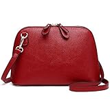 レディース ショルダーバッグ 2way 斜めがけ 肩掛け レザー 貝殻型 ポシェット 撥水加工　多機能　便利　大容量　おしゃれ　ワインレッド