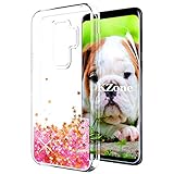 OKZone Samsung Galaxy S9 Plus ケース HDスクリーンフィルム付き キラキラ キレイ ファッション リキッド流砂 3D 輝き かわいい 透明 TPU ゲルシリコーン 耐衝撃