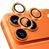 Podick カメラフィルム iPhone 17 Pro/17 Pro Max 用 カメラカバー 9H強化ガラス アルミ合金 アイフォン17 Pro/17 Pro Max カメラ保護 キズ防止 耐衝撃 高透過率 黒縁取り 露出オーバー防止 極薄 いphone17プロ/17pro max レンズカバー プロテクター オレンジ