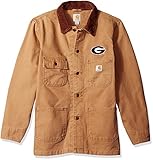 NCAA Georgia Bulldogs Boy 's Weathered Chore Coat M ブラウン