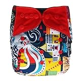 Charcoal Bamboo All In One Cloth Diaper with Pocket (Ahoy) by Ecoable