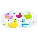 jamhooノンスリップベビーバスマットfor幼児用抗菌浴槽マット、シャワーマット27 " x15 " – 耐久性カビ金型Resistant PVC – Phatalatesと鉛フリー(かわいいアヒル