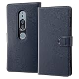 レイ・アウト SONY Xperia XZ2 Premium 手帳型 (ICカード収納ポケット/オートスリープ対応)マグネット ダークネイビー RT-RXZ2PELC3/DN
