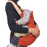 AIEBAO ベビー用ウエストキャリー 取り外しのできる前布＋ショルダーストラップ付き 向かい合わせも前向きも（首が座ってから～３歳まで）(02オレンジ)