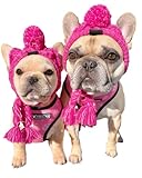 VALUE TRUST 犬 ニット帽 冬 防寒 フレンチブルドッグ あったか ペット帽子 小型犬 中型犬 おしゃれ 秋 耳出し ポメラニアン シーズー マルチーズ (S, ピンク)