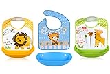 ベビー 食事 用 防水 エプロン 袖なし 赤ちゃん 幼児 お食事 お食事練習 お絵描き ねんど遊び などに最適 (３枚セット, 男の子)