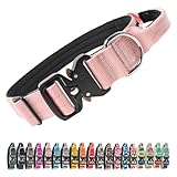 TSPRO プレミアムハンドル付き犬用首輪｜調節可・クイックリリース｜中型～大型犬用 (ピンク L)