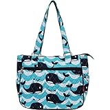 Ocean Waves Whale Print Hoboスタイルファッションハンドバッグ カラー: ブルー