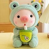 かわいいミルクティー豚人形ぬいぐるみ、豚ミルクティーぬいぐるみ、ビッグボバぬいぐるみ、豚ぬいぐるみ、ボバぬいぐるみ枕、ソフトで快適なカエル、トラ、ウサギ、ユニコーン、服、漫画の抱きしめおもちゃ。