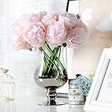 ADSRO人工牡丹シルク花、5つの花のブーケフェイク花の花ウェディングフローラルのアレンジメントとdining-tableホテルホーム装飾 Approx.11.8inch/30cm Q531576YZ