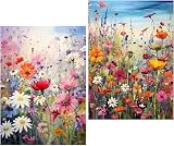 Amyaker ダイヤモンドアート キット 四角いビーズ 全面 2個セット ダイアモンドビーズ絵画キット DIY 手作り絵画 モザイクアート 5D モザイクアート ダイヤモンド塗装 全面貼り付けタイプ 30x40cm 春の花