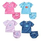 LittleSpring夏 0-9ヶ月 ベビー かわいい 柔らかく 快適 肌着 半袖Tシャツ＆ショーツ 二点セット ネイビー9M