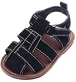 C-Princess 可愛い 子供靴　ベビー シューズ 赤ちゃん サンダル 真夏靴 歩行靴 マジック留め おしゃれ 男の子 幼児 滑り止め 出産祝い (12cm, Bブラック)