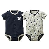 (ニッセン) nissen 綿１００％ 半袖 前開き ボディスーツ ２枚組 紺系 身長60cm