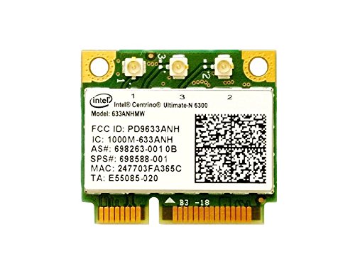 インテル Intel Centrino Ultimate-N 6300 Dual Band 2.4GHz/5GHz 802.11a/b/g/n 3×3 450Mbps PCIe Mini half 無線LANカード 633ANHMW