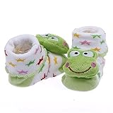 Elee 2 Pairs Newborn Baby 3D Animal Cartoon Short Socks Soft Sole Warm Shoes Booties 0-6 Months (Fro