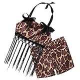 2 PCS 赤ちゃん 女の子 ホルター ヒョウ タッセル トップ+ショーツ 服装セット (9-12 月)